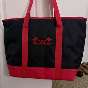 Trader Joe's Black and Red Tote Bag